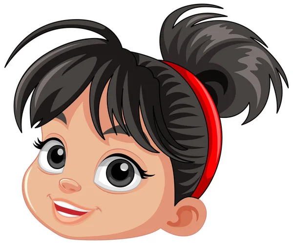 Χαριτωμένο Ασιατικό Κορίτσι Επικεφαλής Εικονογράφηση Κινουμένων Σχεδίων — Διανυσματικό Αρχείο