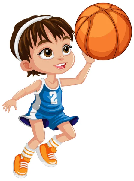 Sevimli Basketbol Oyuncusu Çizgi Film Karakteri Çizimi — Stok Vektör