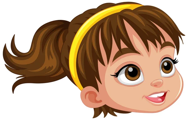 Cute Girl Twarz Kreskówka Noszenie Opaski Włosów Izolowane Ilustracja — Wektor stockowy