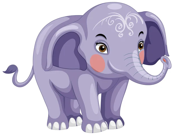 Roztomilý Slon Malovanou Tváří Karikatura Izolované Ilustrace — Stockový vektor