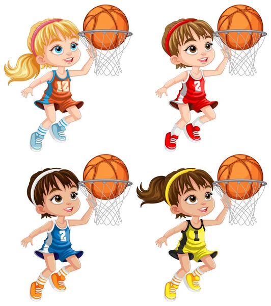 Aantal Vrouwelijke Basketbal Speler Illustratie — Stockvector
