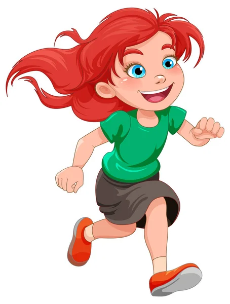 Running Girl Cartoon Character Illustration — Stok Vektör