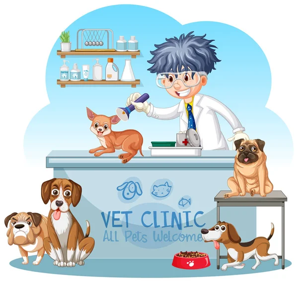 Vétérinaire Amical Avec Illustration Vectorielle Animalière — Image vectorielle