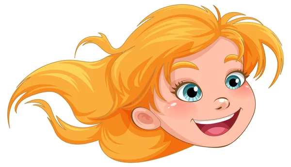 Roztomilé Dívka Hlava Usmívá Izolované Ilustrace — Stockový vektor