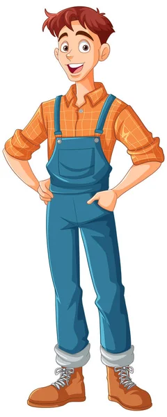 stock vector Young male farmer cartoon character illustration