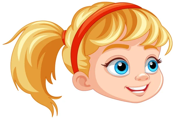Roztomilé Blondýny Dívka Hlava Modrýma Očima Ilustrace — Stockový vektor