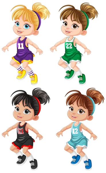 Jugadora Baloncesto Femenina Ilustración Personajes Dibujos Animados — Archivo Imágenes Vectoriales