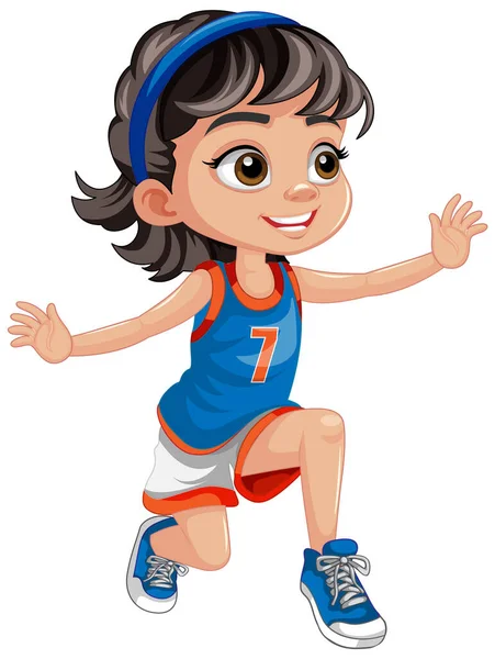 Chica Con Traje Baloncesto Ilustración — Vector de stock