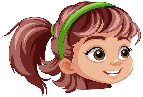 Κορίτσι Καφέ Μαλλιά Απεικόνιση Πρόσωπο Κινουμένων Σχεδίων — Διανυσματικό Αρχείο