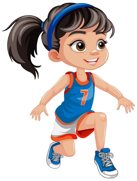 Girl Wearing Basketball Outfit Ilustrasi - Stok Vektor