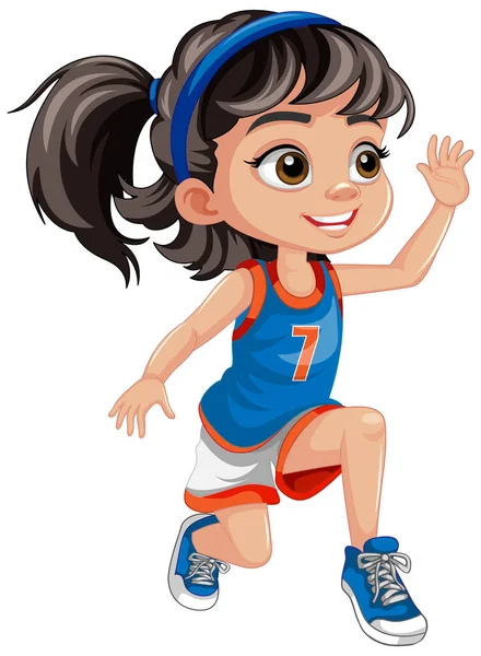 Chica Con Traje Baloncesto Ilustración — Vector de stock