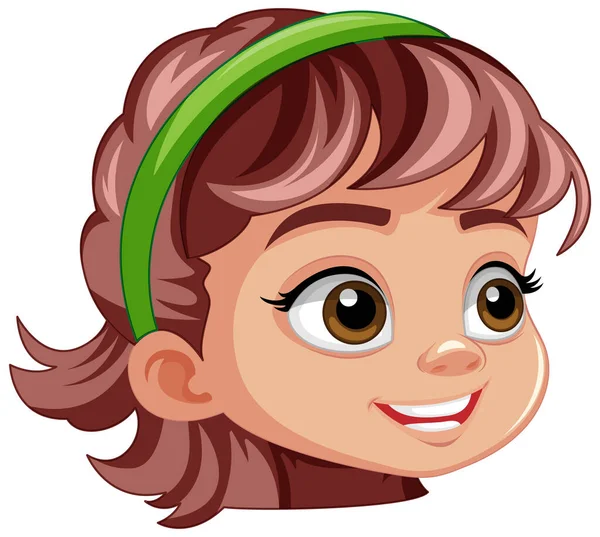 Smiley Κορίτσι Εικονογράφηση Πρόσωπο Κινουμένων Σχεδίων — Διανυσματικό Αρχείο