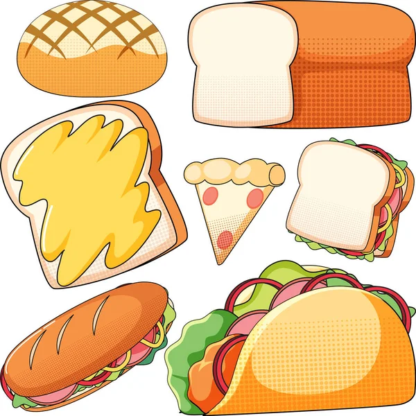 Breakfast Food Vector Seamless Pattern Illustration — Stock Vector