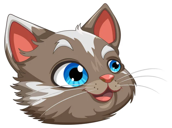 Brown Cat Head Striking Blue Eyes Illustration — Stock Vector
