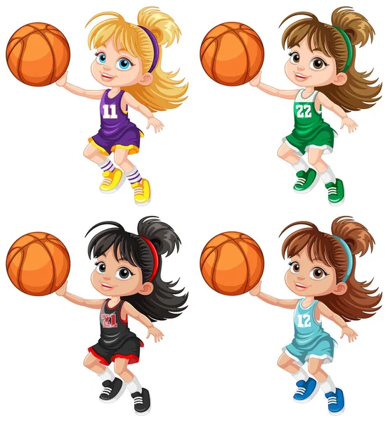 Female Basketball Player Cartoon Character Illustration — Stock Vector
