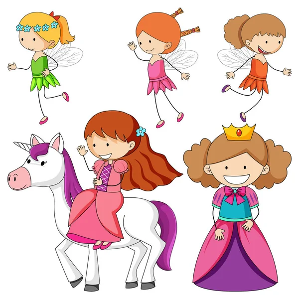 Diversão Doodle Crianças Fazendo Várias Atividades Ilustração —  Vetores de Stock