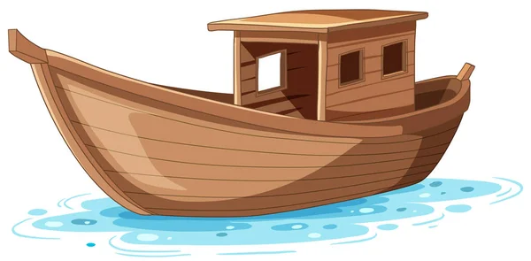白い背景のイラストに孤立した木製ボート — ストックベクタ