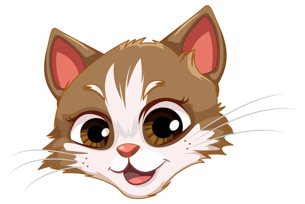 茶色い目が印象的な猫の頭イラスト — ストックベクタ