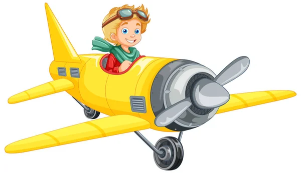 Male Pilot Flying Jet Plane Illustration — Stock Vector