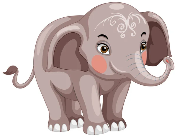 Χαριτωμένο Ελέφαντα Ζωγραφισμένο Πρόσωπο Κινούμενα Σχέδια Απομονωμένη Εικόνα — Διανυσματικό Αρχείο