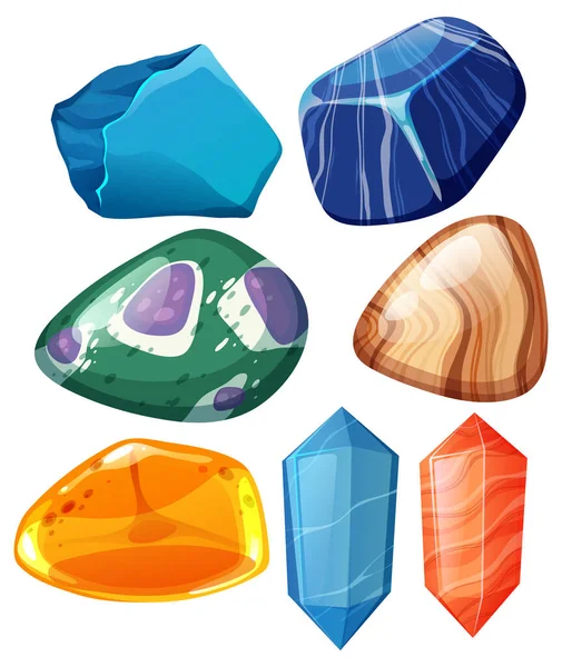 Set Healing Crystals Stones Illustration — Stok Vektör