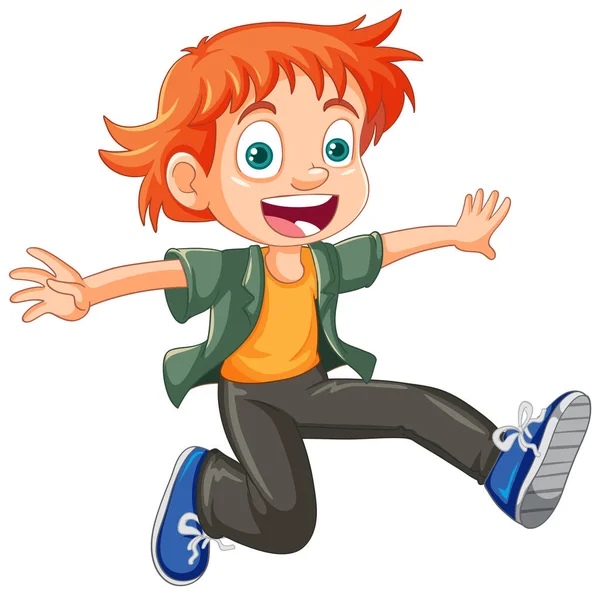 Urban Boy Jumping Cartoon Figur Illustration — Stockvektor