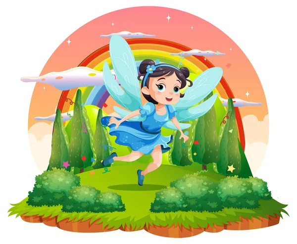 Fata Principessa Cartone Animato Terra Magica Sfondo Illustrazione — Vettoriale Stock