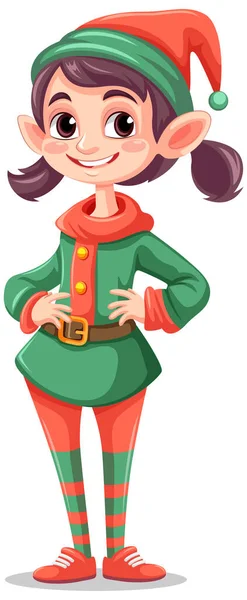 Elfo Menina Desenho Animado Natal Personagem Ilustração —  Vetores de Stock