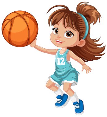 Kadın basketbol oyuncusu çizgi film karakteri çizimi
