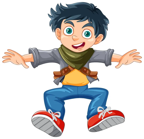 Niño Urbano Saltando Ilustración Personaje Dibujos Animados — Vector de stock