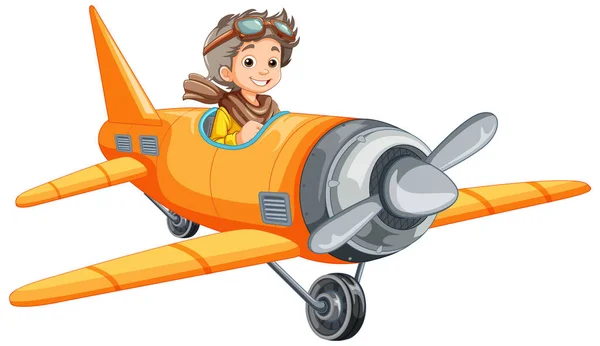 Muž Pilot Létající Tryskové Letadlo Ilustrace — Stockový vektor