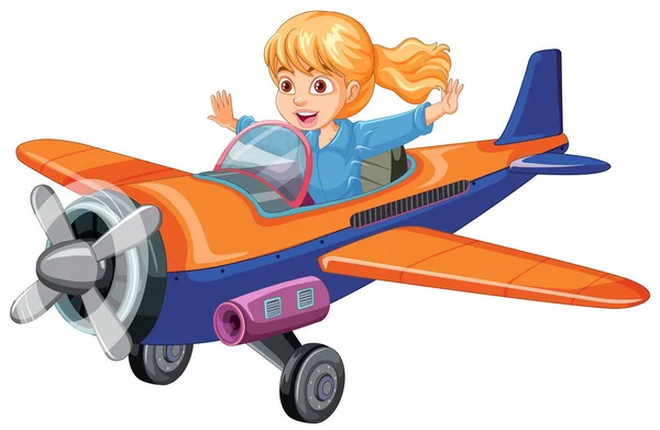 女性飞行员驾驶喷气式飞机图解 — 图库矢量图片
