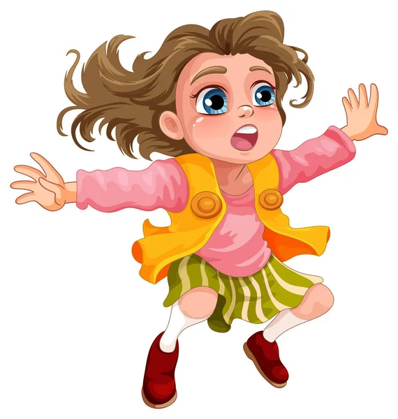 Jumping Girl Cartoon Character Illustration — Stock Vector