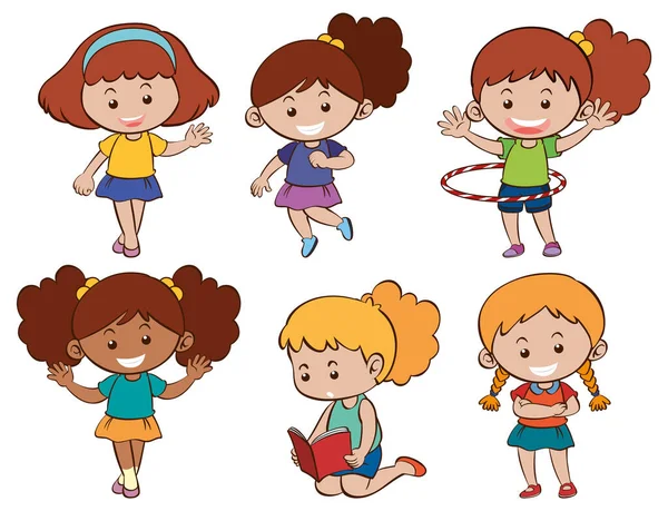 Illustration Enfants Faisant Diverses Activités — Image vectorielle