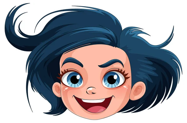 Smiley Menina Desenho Animado Rosto Ilustração — Vetor de Stock