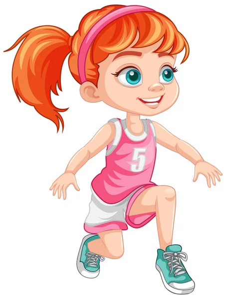 Girl Wearing Basketball Outfit Illustration — Stock Vector