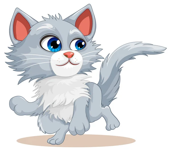 Cute White Cat Cartoon Isolated Illustration — Stock Vector