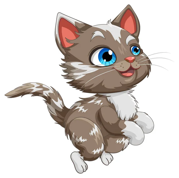 かわいい猫Inジャンプポーズベクトルイラスト — ストックベクタ