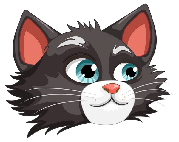 Μαύρη Χαριτωμένο Γάτα Εικονογράφηση Κινουμένων Σχεδίων — Διανυσματικό Αρχείο