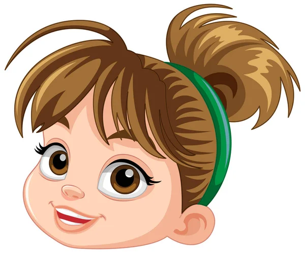 Κορίτσι Καφέ Μαλλιά Απεικόνιση Πρόσωπο Κινουμένων Σχεδίων — Διανυσματικό Αρχείο