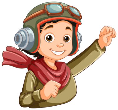 Sevimli pilot çizgi film karakteri çizimi