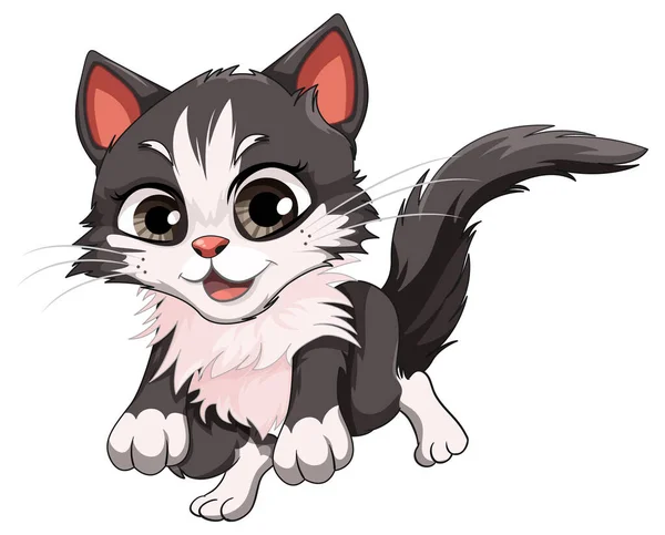 かわいい猫Inジャンプポーズベクトルイラスト — ストックベクタ