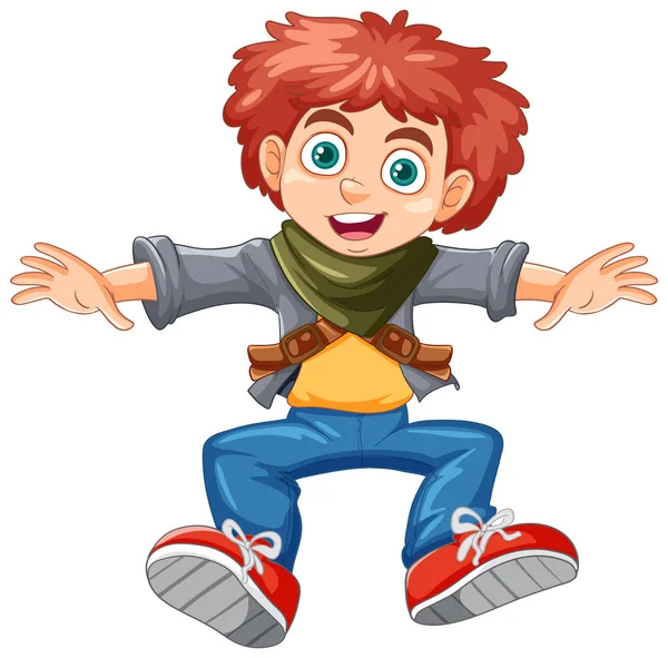 Urban Boy Jumping Cartoon Character Illustration — Stock Vector