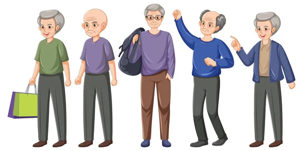 Σύνολο Υγιών Ηλικιωμένων Ανδρών Εικονογράφηση — Διανυσματικό Αρχείο
