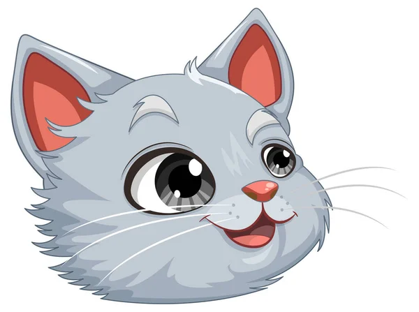 Een Grey Cat Head Vector Illustratie — Stockvector
