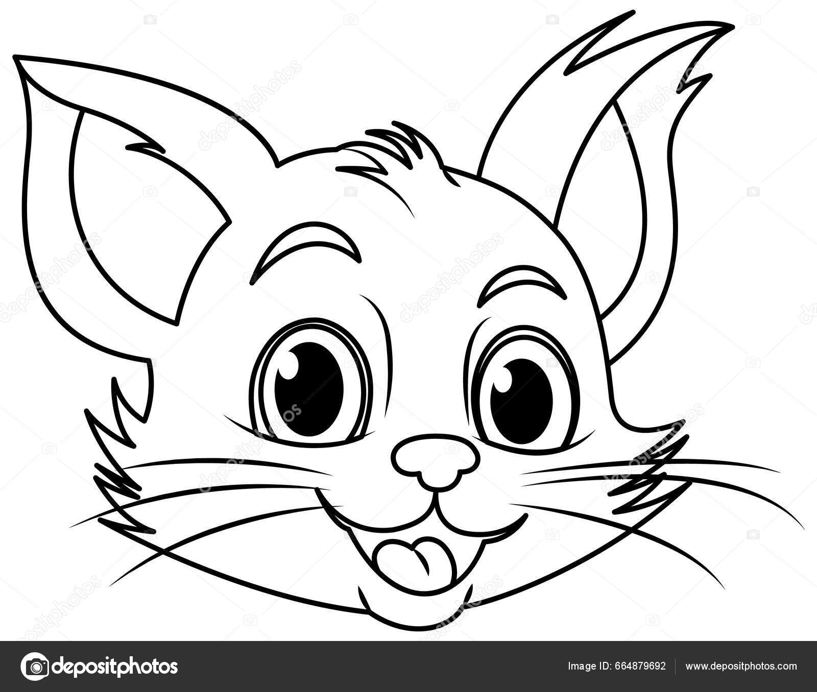 Arte de linha gatinho gato, gato grátis, rosto, sorridente, desenhos  animados png