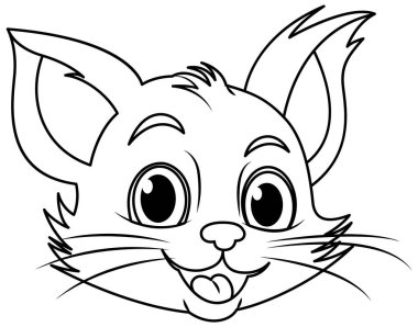 Çocuk illüstrasyonu için şirin kedi yüzü boyama sayfası
