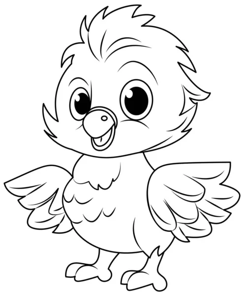 Chick Doodle Color Page Children Illustration — 스톡 벡터
