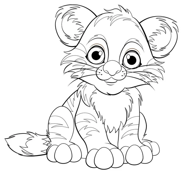 Desenho Bonito Personagem Dos Desenhos Animados Tigre Bebê Para Colorir — Vetor de Stock