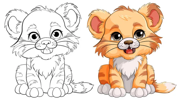 Desenho Bonito Personagem Dos Desenhos Animados Tigre Bebê Para Colorir — Vetor de Stock